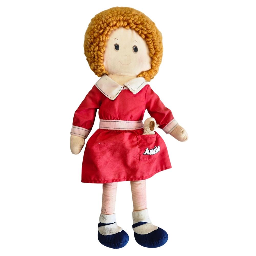 Vintage 1982 Knickerbocker Little Orphan Annie Plush Doll 16” Doggy Hardknock